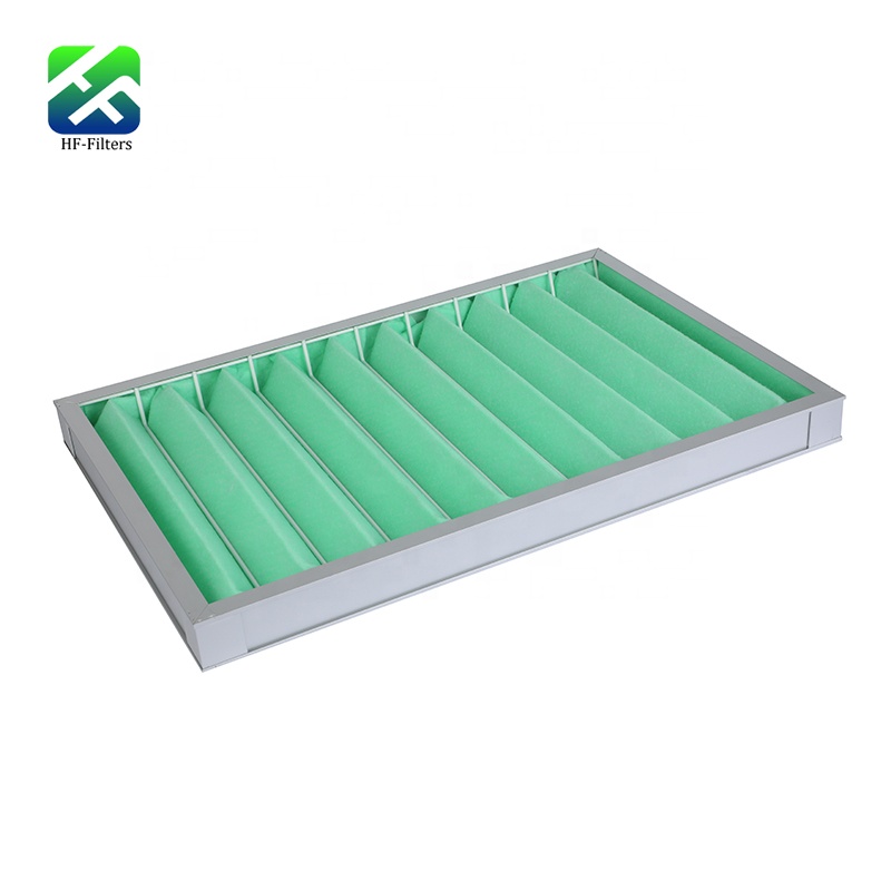 Manufacturer industrial medium efficiency Pleat air filter replacement with metal frame