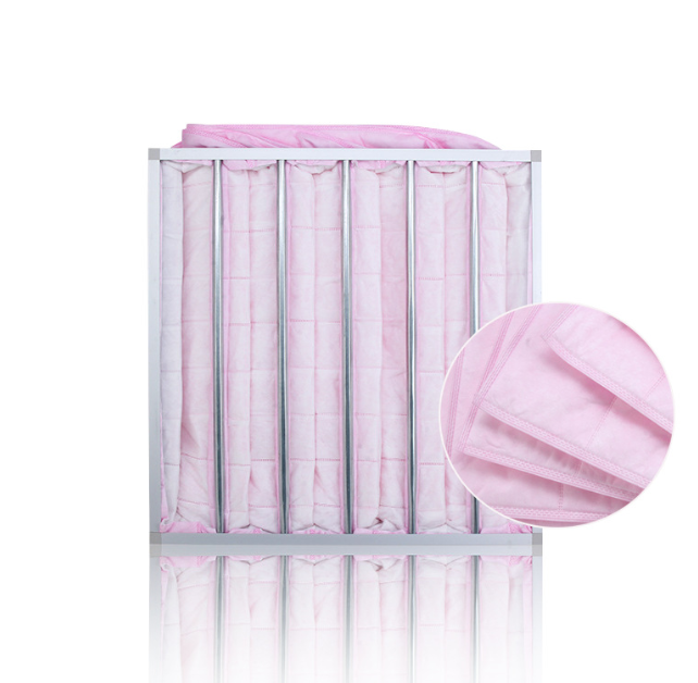 Featured F7/F8/F9 high dust capacity yellow HVAC filters synthetic fiber pocket filters